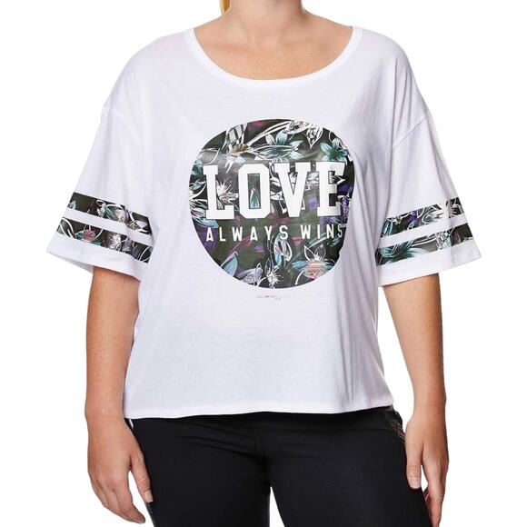 Betsey Johnson Love Varsity Boyfriend Tee White, Size 1X, Pride 2023 - Picture 2 of 12